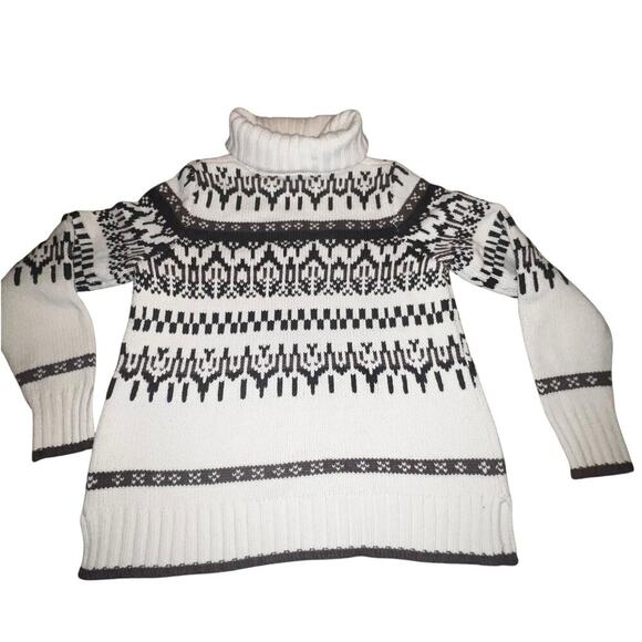 Madewell Iceblock Fair Isle Sweater Merino Wool Cream Brown LG - Picture 10 of 14